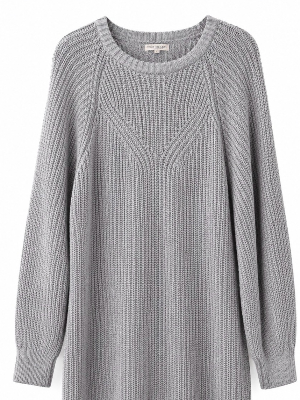 New York & Company Light Gray Chunky Knit Long Sleeve Sweater Dress